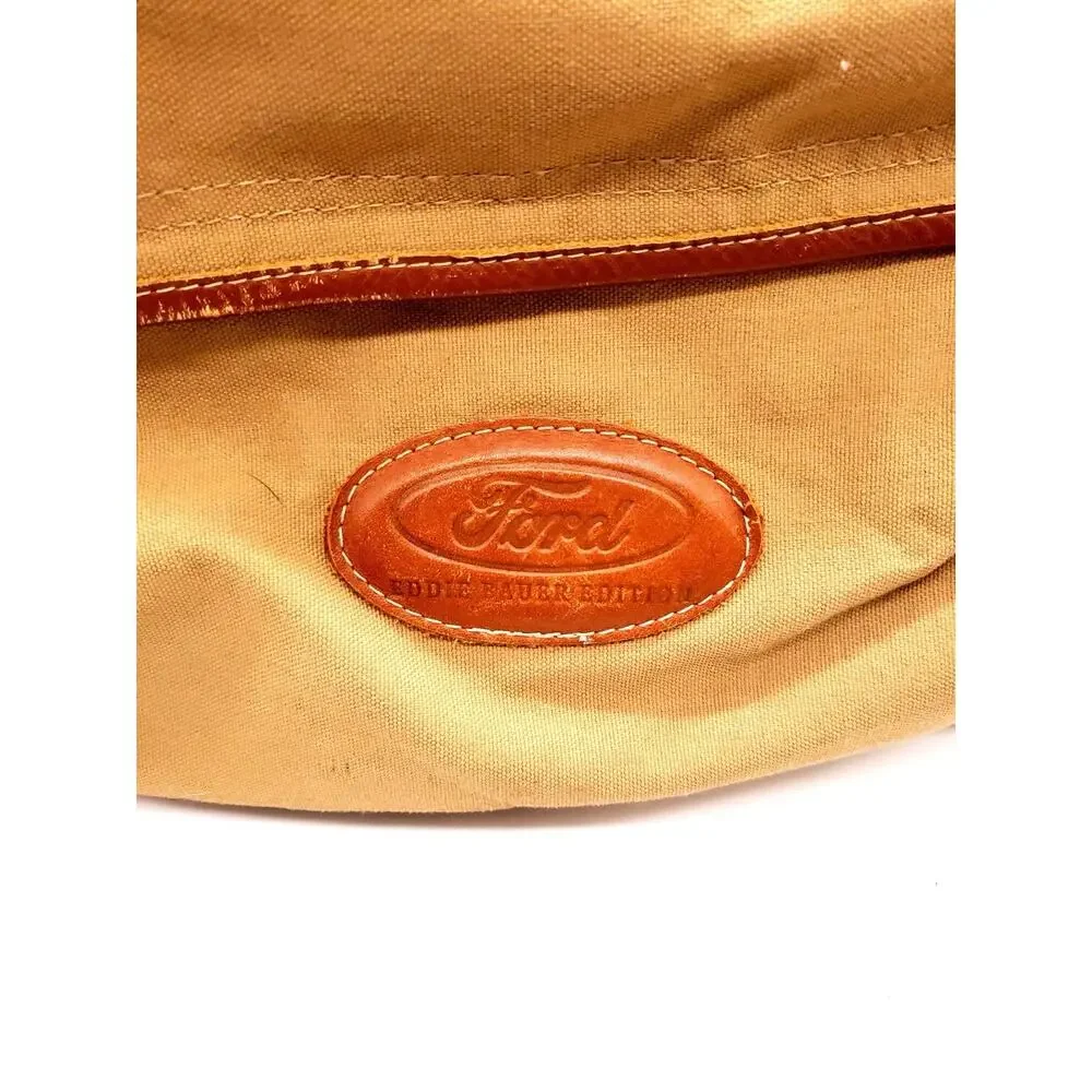 Vintage Ford Edition Eddie Bauer Duffle Bag Canvas Tan Weekender Military